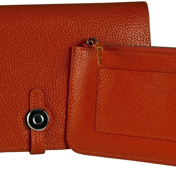 ORANGE OR BLACK LEATHER WALLET OR CLUTCH - Picture 6 of 9